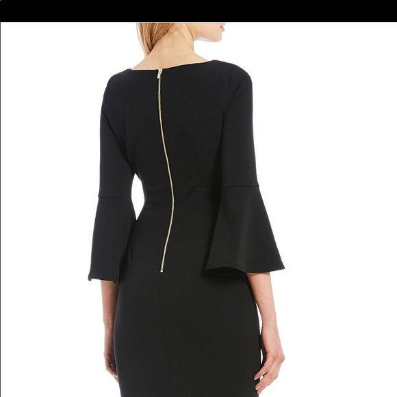 Calvin Kiein- Black Sheath, 3/4 Bell Sleeve Dress - Picture 3 of 3